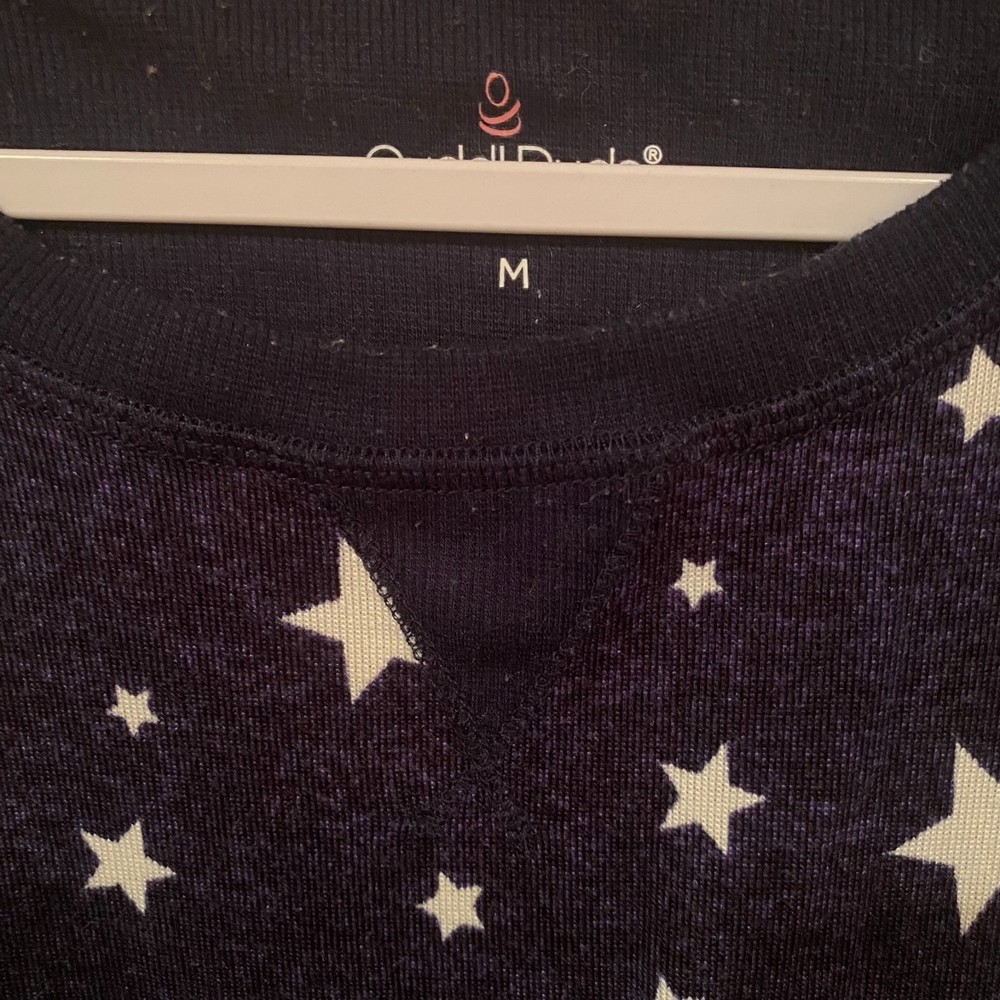 Cuddl Duds Women’s Size M Star Print Crewneck Sweater Navy Blue Americana Cozy‎ - Picture 3 of 6